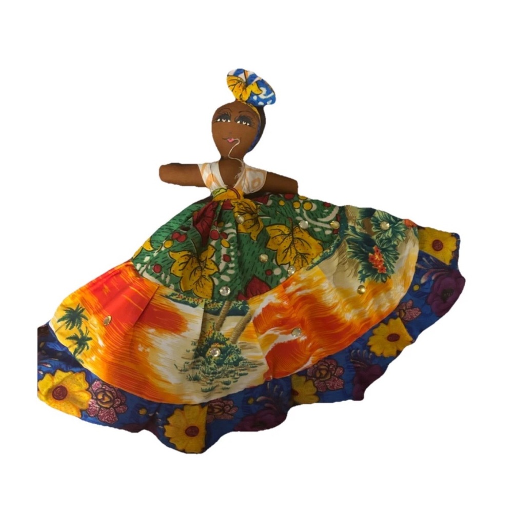 Caribbean Reversible Flip Doll Tropical Curaçao Colorful Dress Souvenir Figure